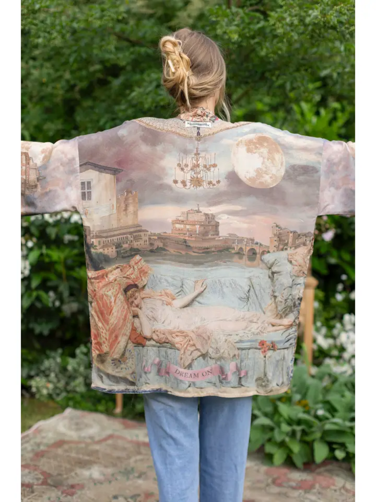 IMAGINARIUM BAMBOO BOHEMIAN MID-LENGTH KIMONO W/ BELT