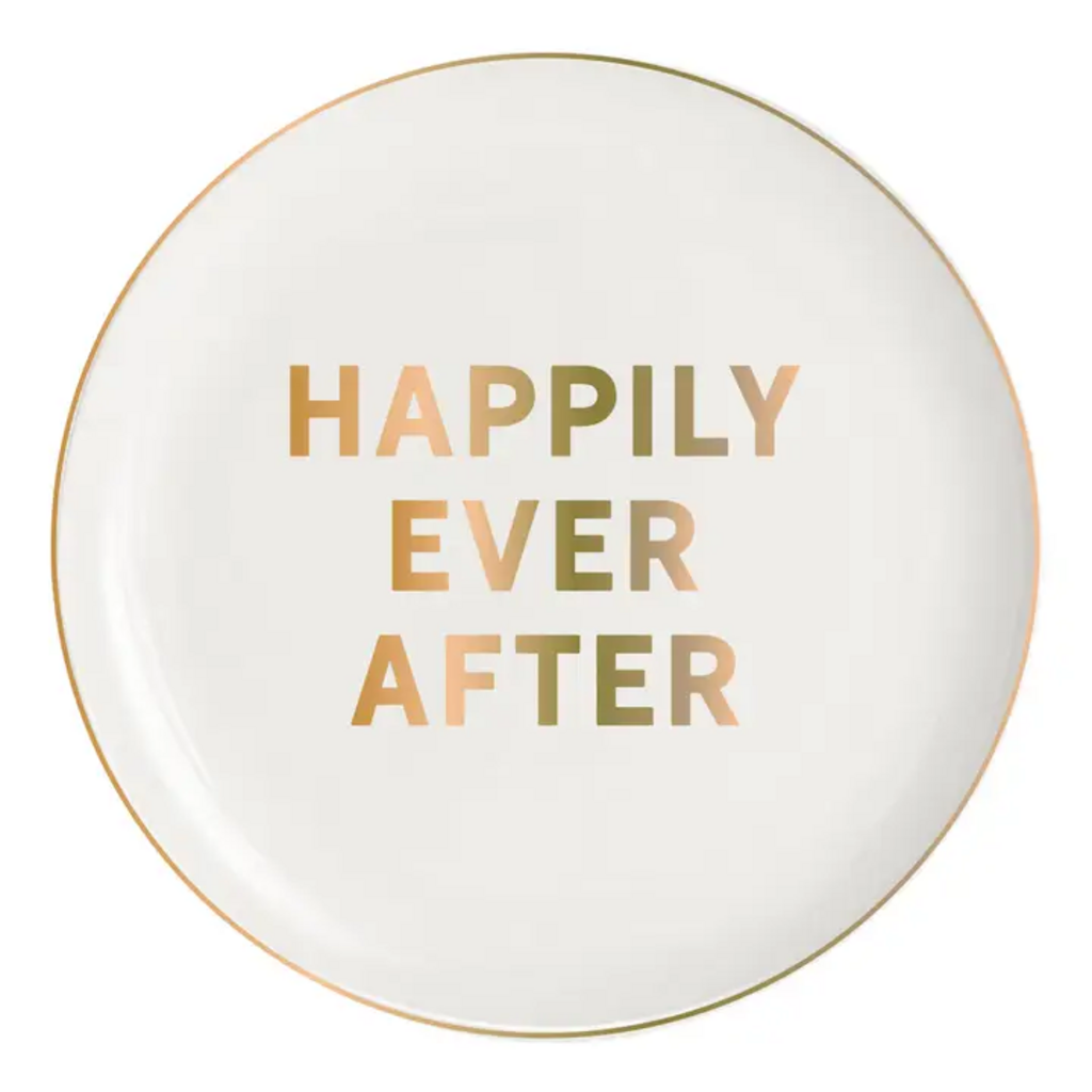 HAPPILY EVER AFTER ROUND CERAMIC TRINKET TRAY