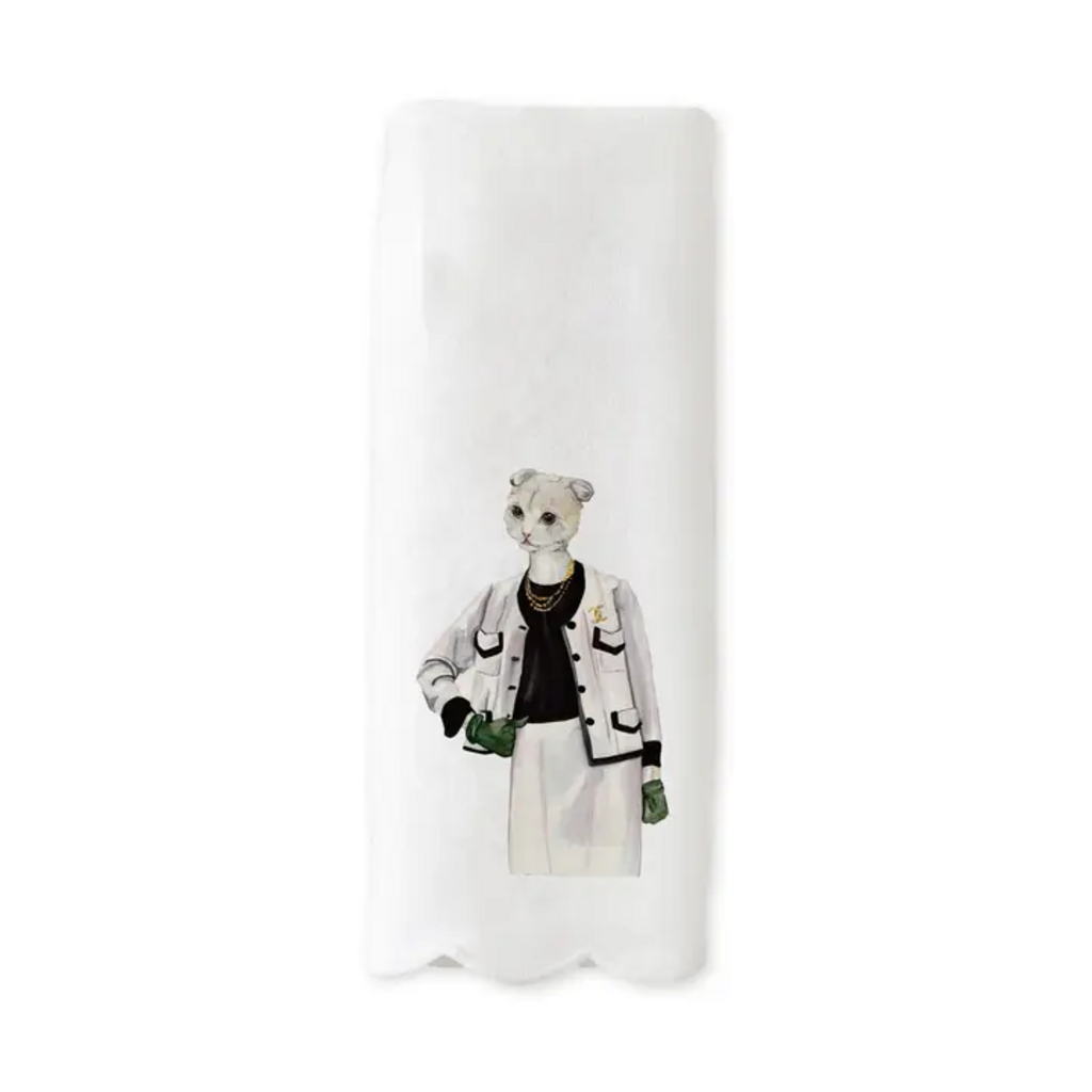 CHIC CAT SCALLOPED GUEST TOWEL
