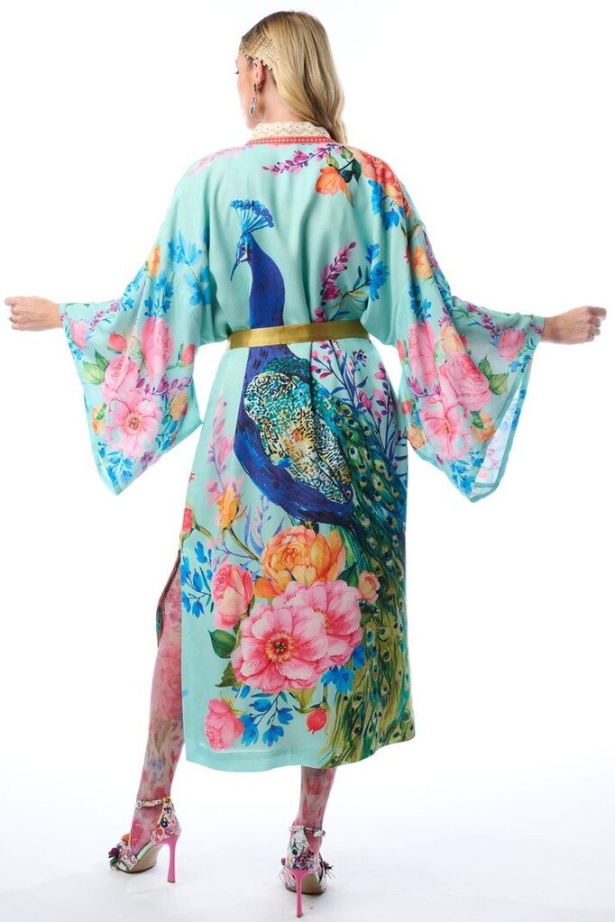 BLOSSOM FANTASY KIMONO - AQUA PEACOCK