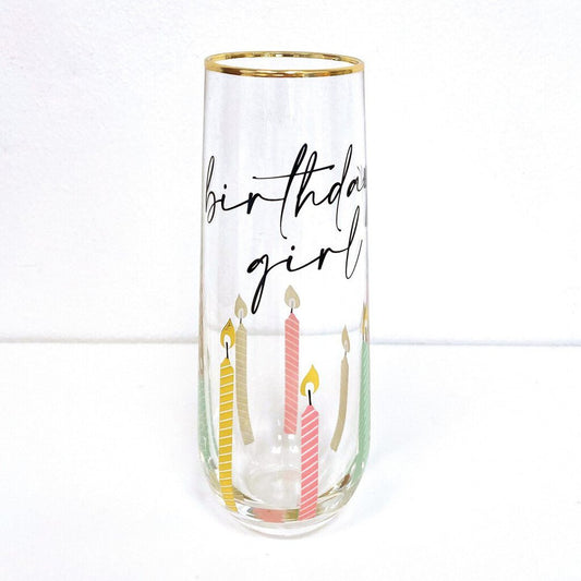 BIRTHDAY GIRL MULTI STEMLESS CHAMPAGNE GLASS