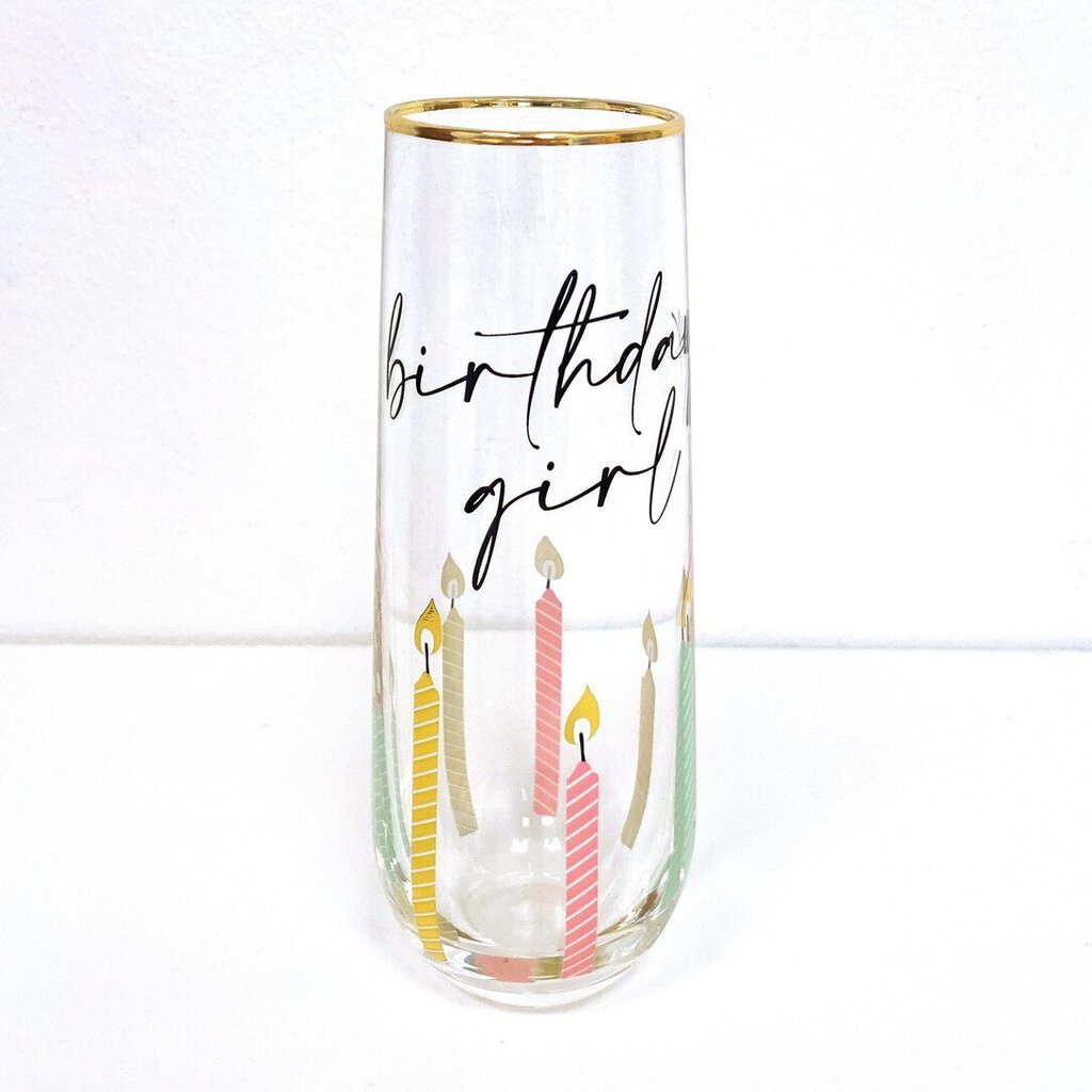 BIRTHDAY GIRL MULTI STEMLESS CHAMPAGNE GLASS