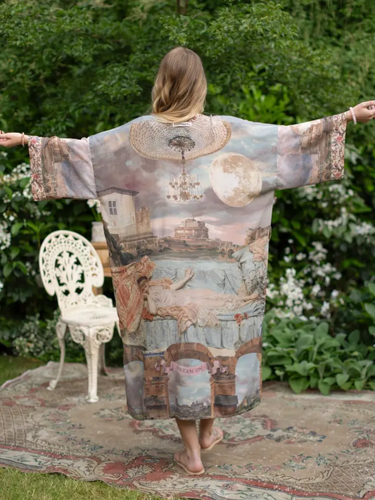 IMAGINARIUM BAMBOO BOHEMIAN DUSTER KIMONO W/ BELT