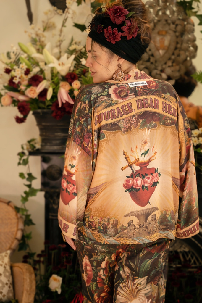COURAGE DEAR HEART CROPPED BAMBOO PIXIE KIMONO