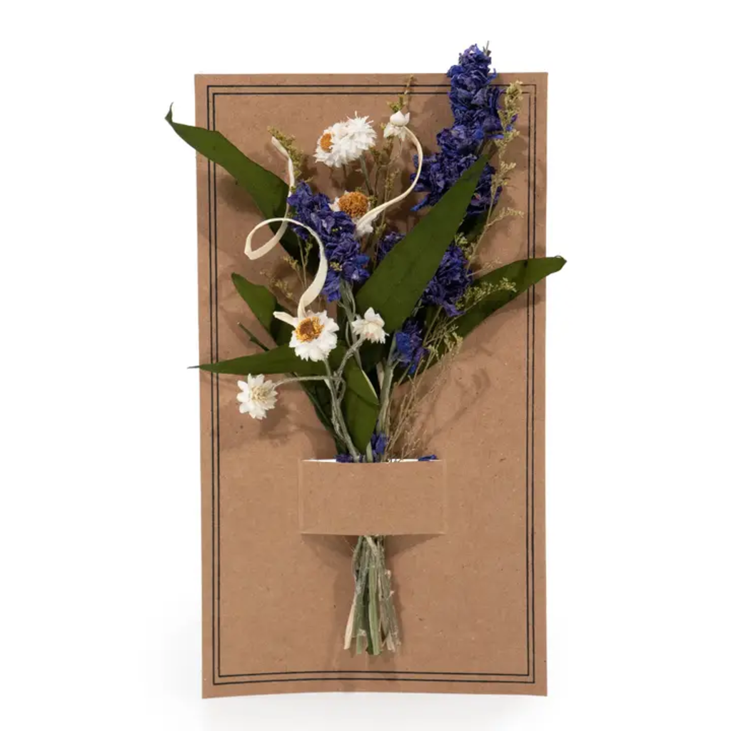 EUCALYPTUS & PURPLE LARKSPUR MINI CARDED BOUQUET