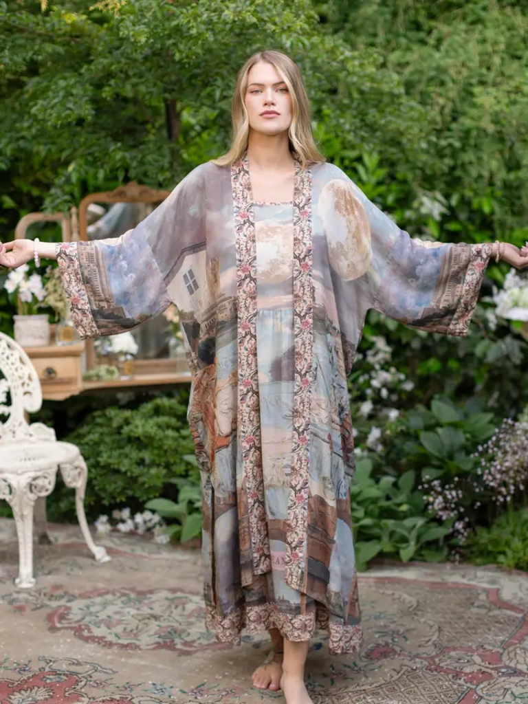 IMAGINARIUM BAMBOO BOHEMIAN DUSTER KIMONO W/ BELT