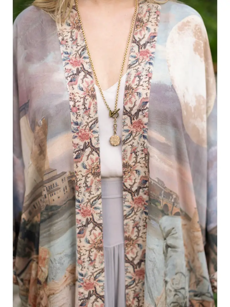 IMAGINARIUM BAMBOO BOHEMIAN DUSTER KIMONO W/ BELT