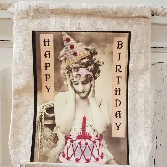 CAKE CROWN BIRTHDAY CANVAS GIFT BAG