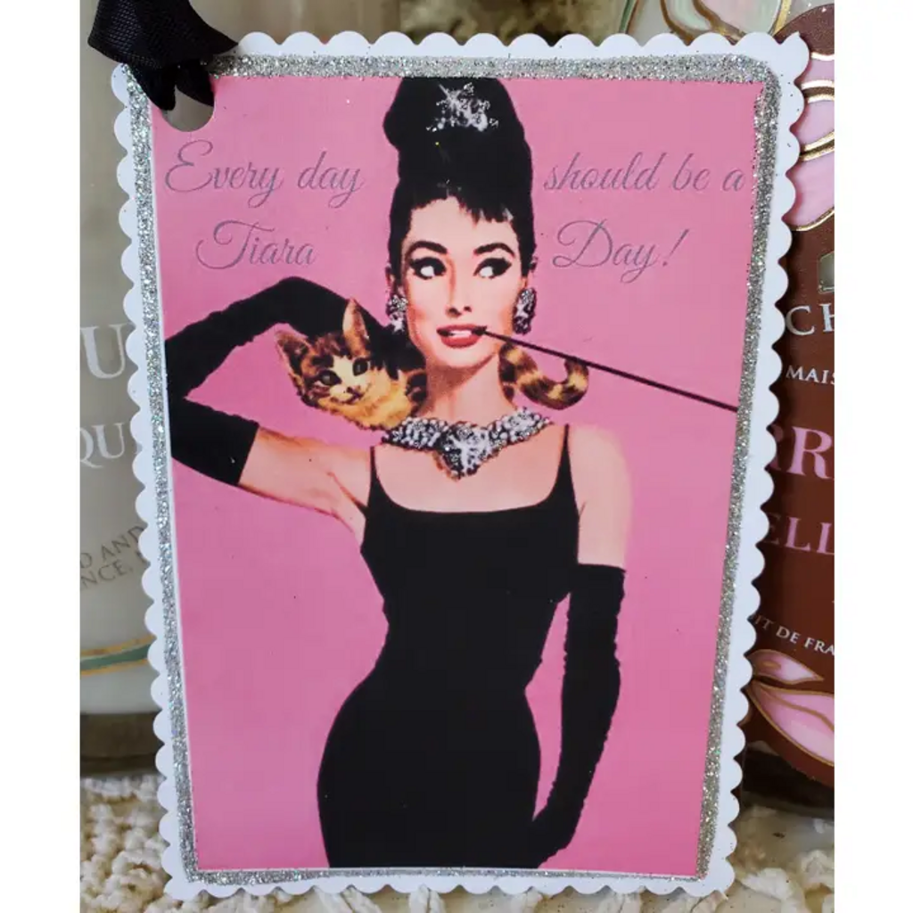 AUDREY HEPBURN TIARA DAY GIFT TAG