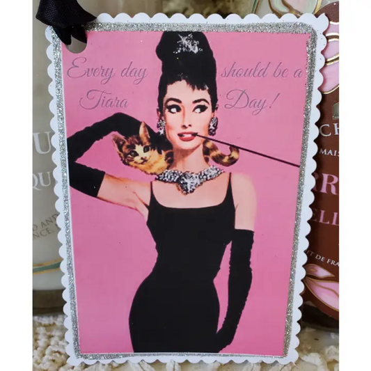 AUDREY HEPBURN TIARA DAY GIFT TAG