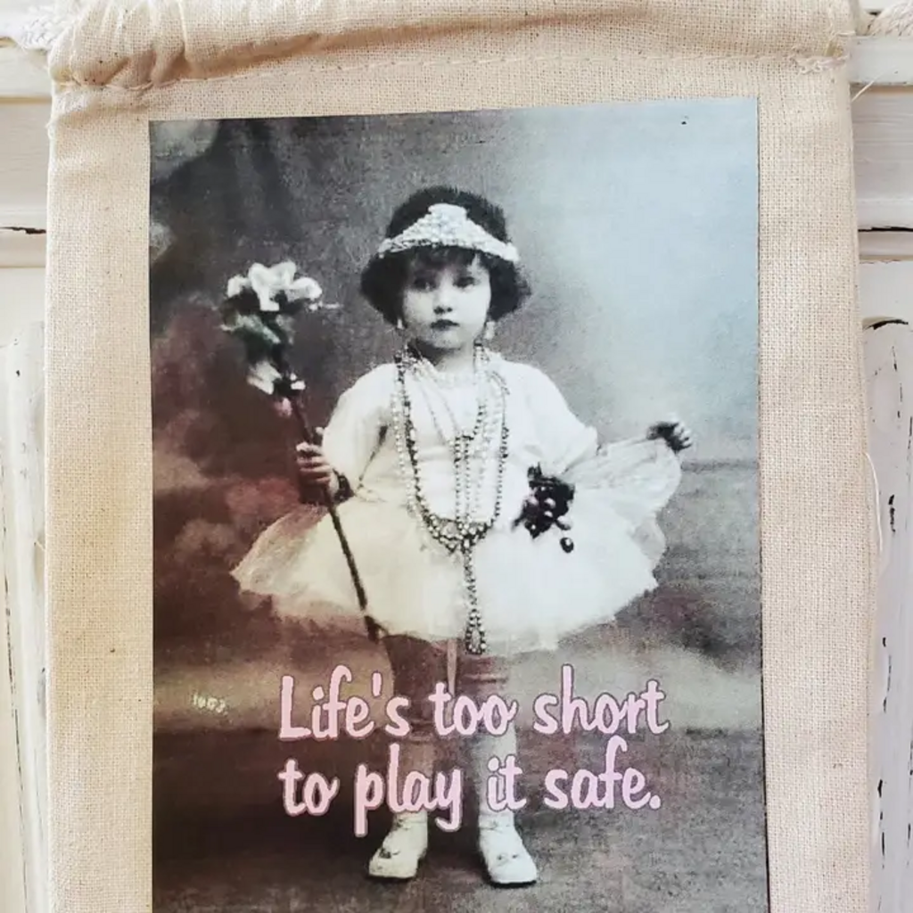 LIFE'S TOO SHORT CANVAS GIFT BAG