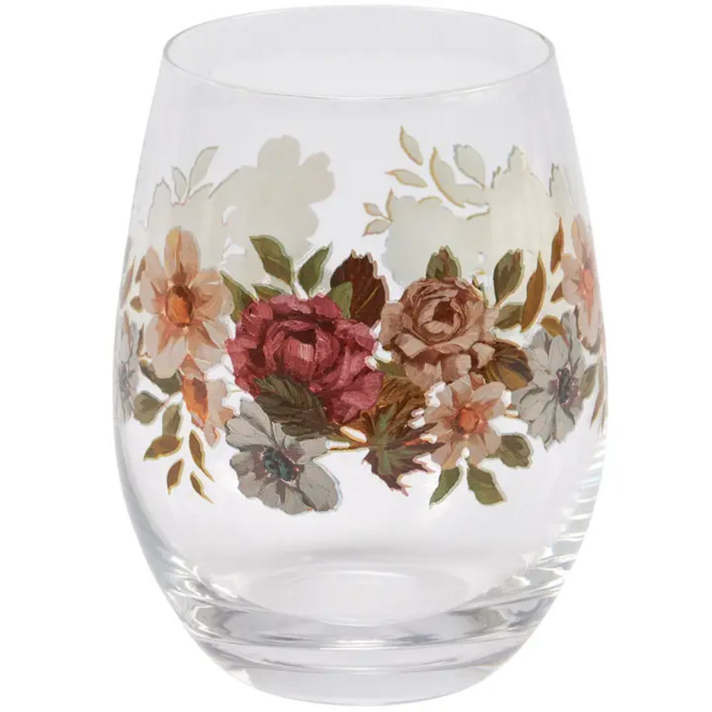 MOODY FLORAL WINE GLASS