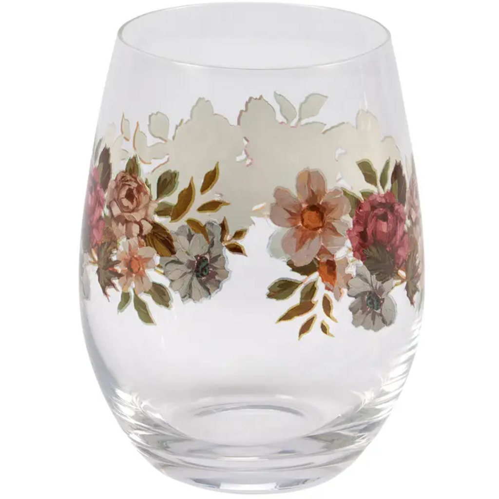MOODY FLORAL WINE GLASS