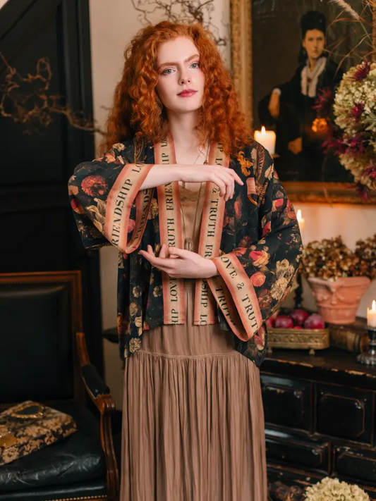 HEART OF GOLD CROPPED PIXIE BAMBOO KIMONO