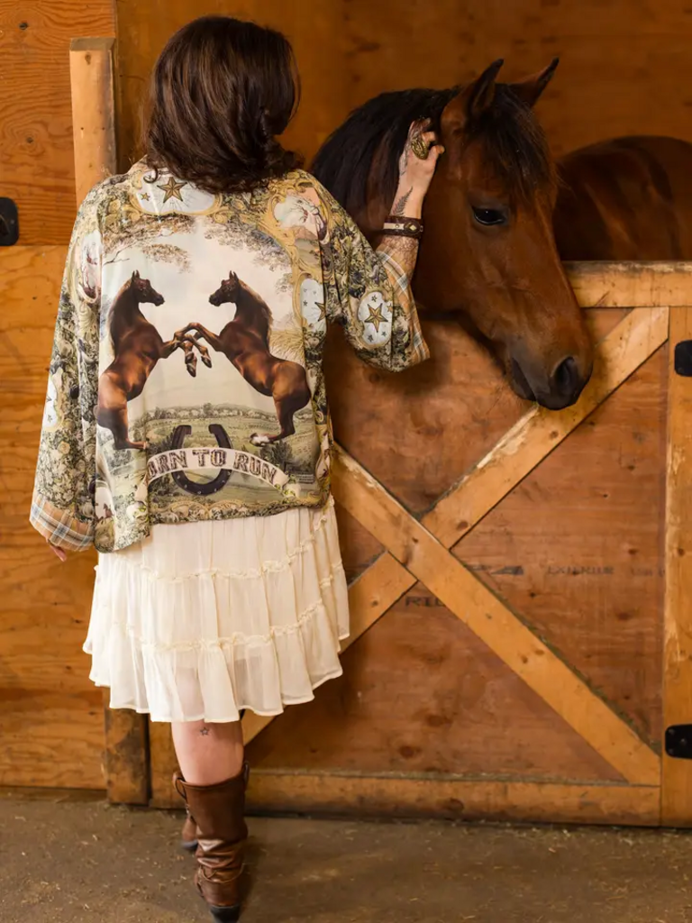 BORN TO RUN PIXIE CROPPED BAMBOO KIMONO