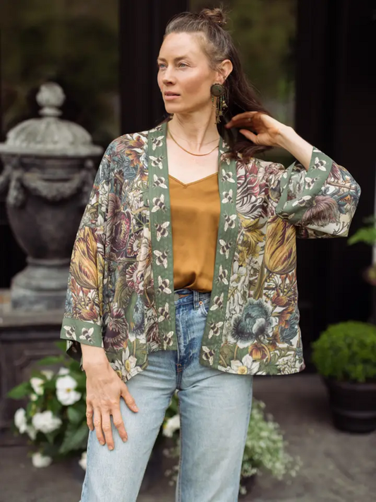 LOVE GROWS WILD CROPPED BAMBOO KIMONO