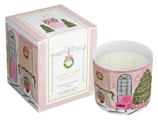 CANDY CANE COTTAGE DOUBLE WICK BOXED CANDLE