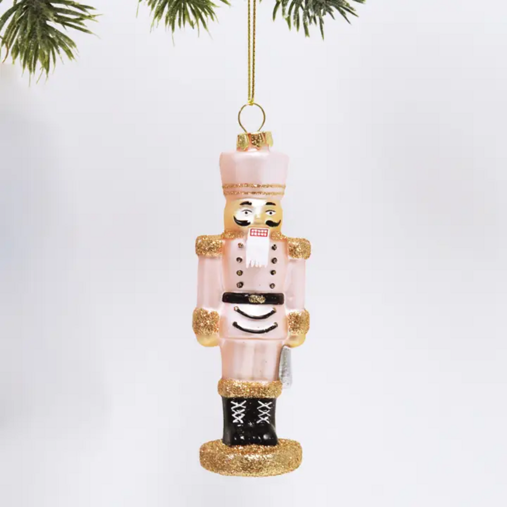 PINK NUTCRACKER GLASS ORNAMENT