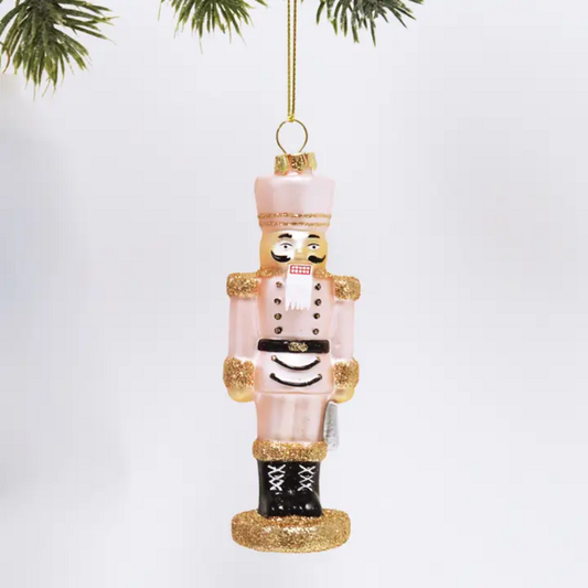 PINK NUTCRACKER GLASS ORNAMENT