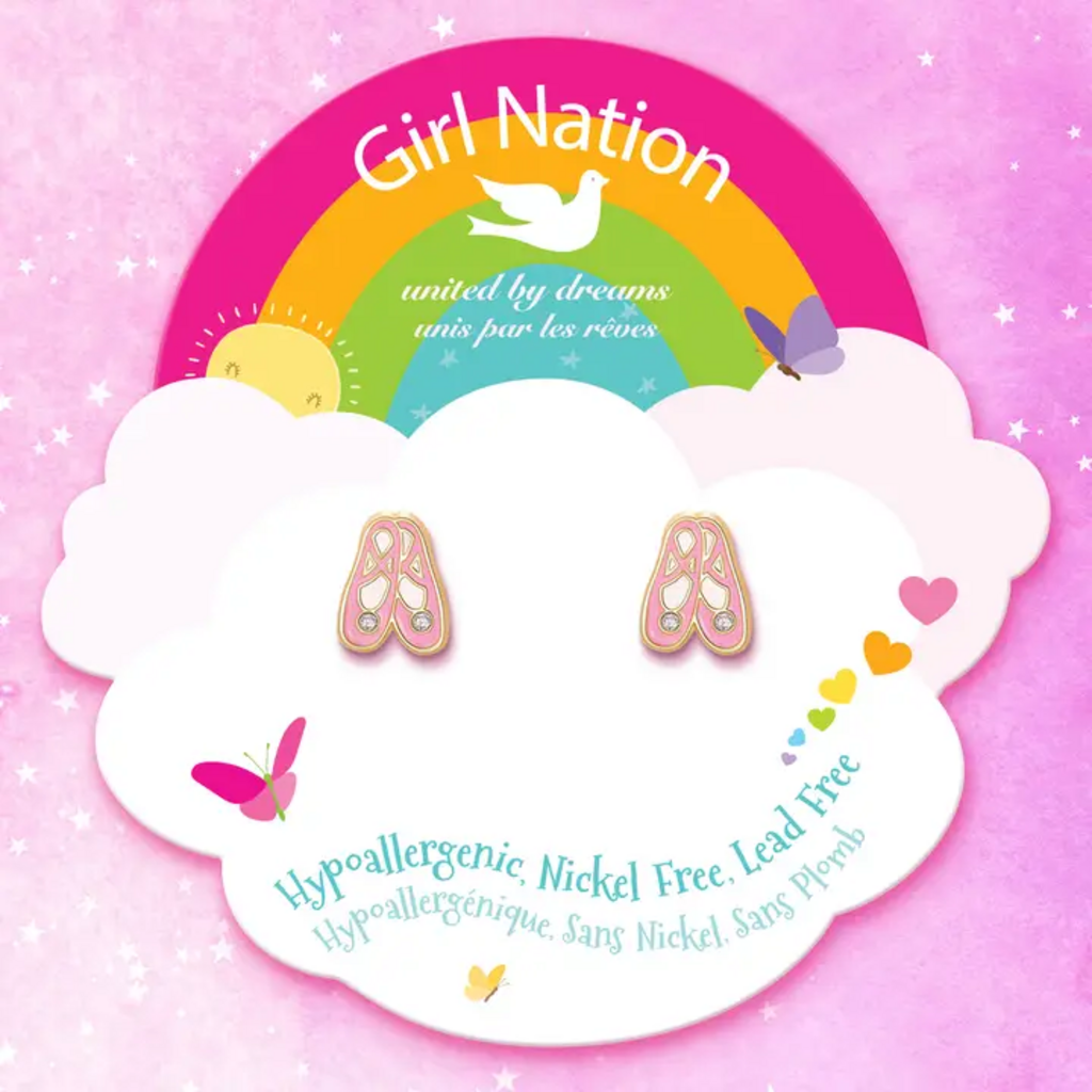 CHILDREN'S BALLET SLIPPERS STUD EARRINGS