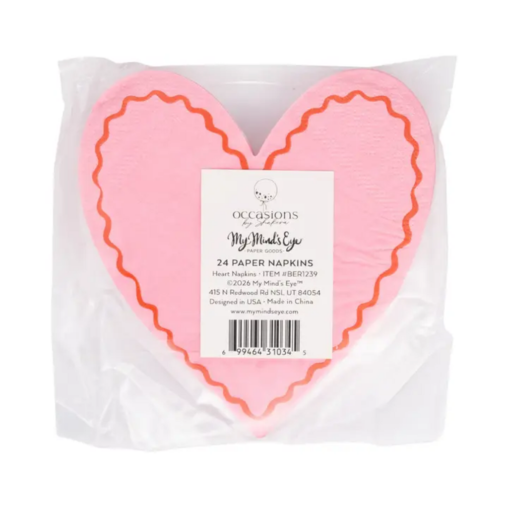 BEARY LOVED HEART SHAPED COCKTAIL NAPKINS