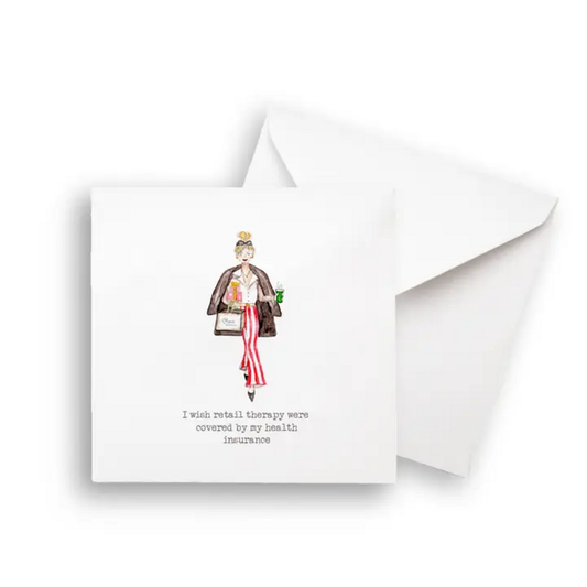 RETAIL THERAPY SHOPPER GIRL NOTECARD