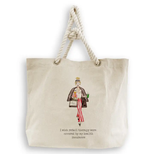 RETAIL THERAPY SHOPPER GIRL TOTE BAG