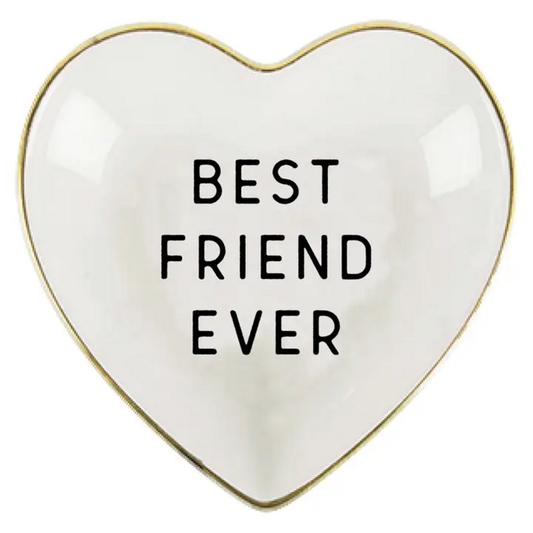 BEST FRIEND EVER CERAMIC HEART SHAPED TRINKET DISH