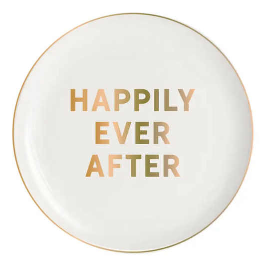 HAPPILY EVER AFTER ROUND CERAMIC TRINKET TRAY