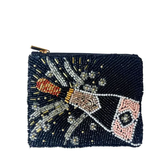 POP THE CHAMPAGNE BEADED COIN PURSE