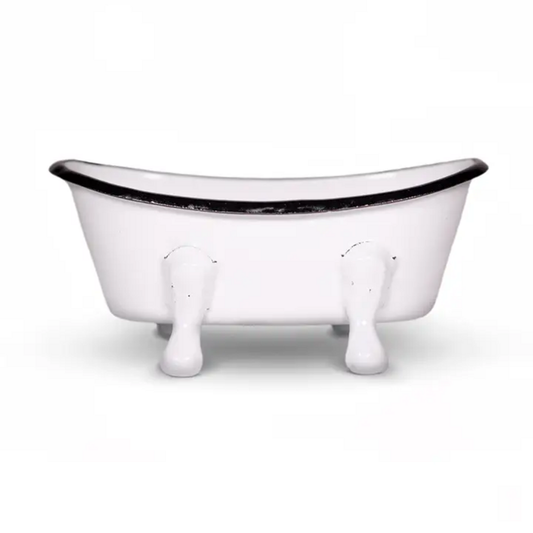 FARMHOUSE WHITE METAL BATHTUB SOAP DISH
