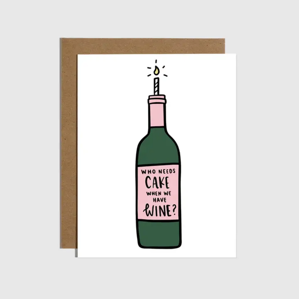 CAKE WINE BOTTLE BIRTHDAY CARD