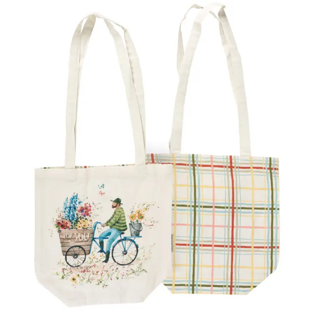 FLOWER CART BICYCLE TOTE BAG