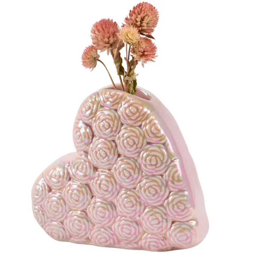 PINK HEART ROSES VASE