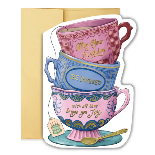 INFUSED BIRTHDAY TEACUP STACK DIECUP CARD