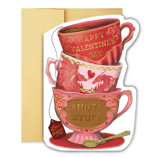 VALENTINE'S DAY TEACUP STACK DIECUT CARD