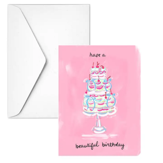 BEAUTIFUL BIRTHDAY PEDESTAL CAKE CARD