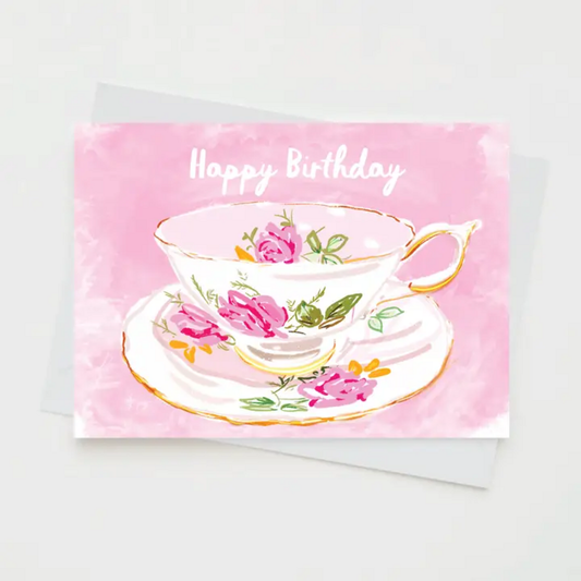 CUP OF TEA CUP & SAUCER BIRTHDAY CARD