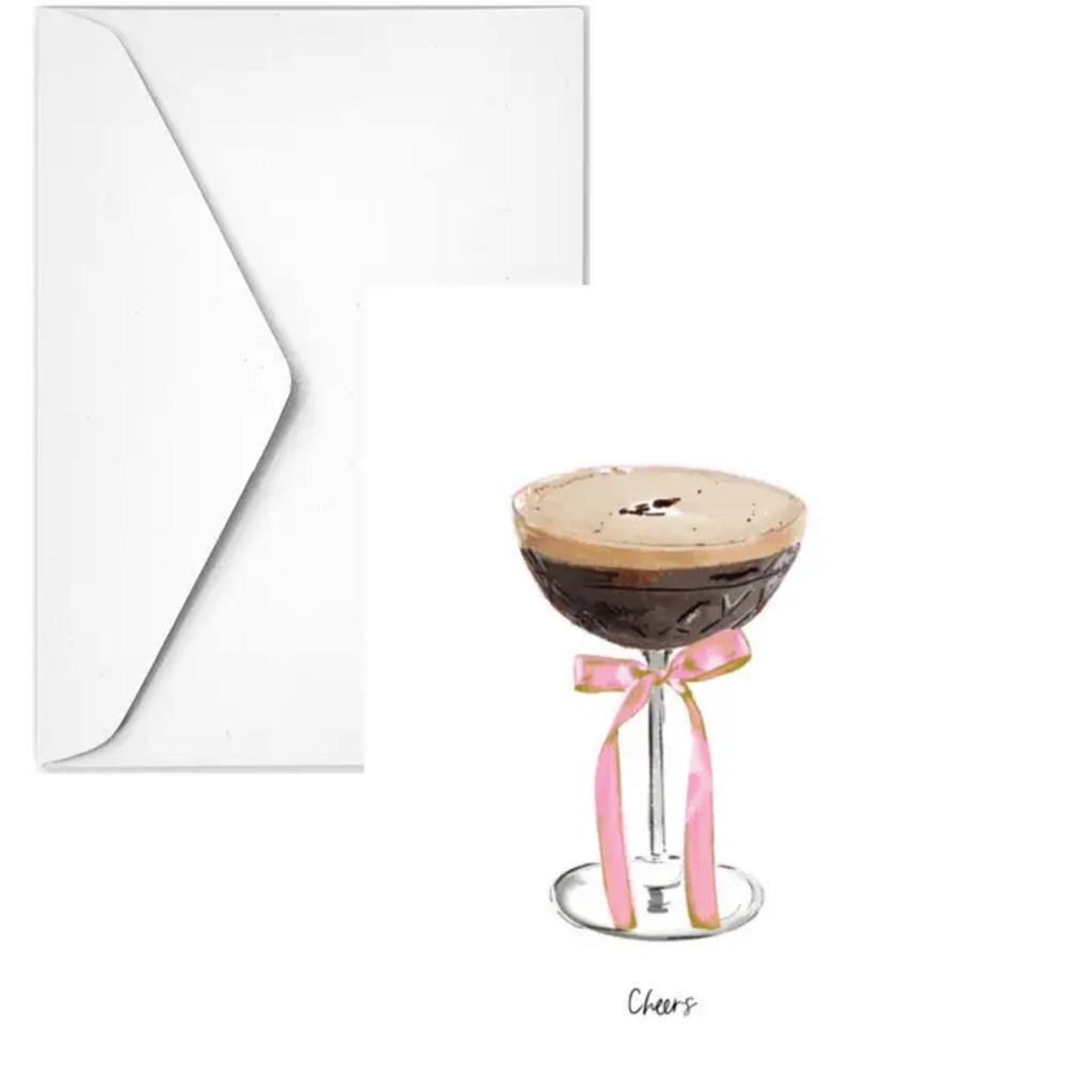 ESPRESSO MARTINI W/PINK BOW CHEERS CARD