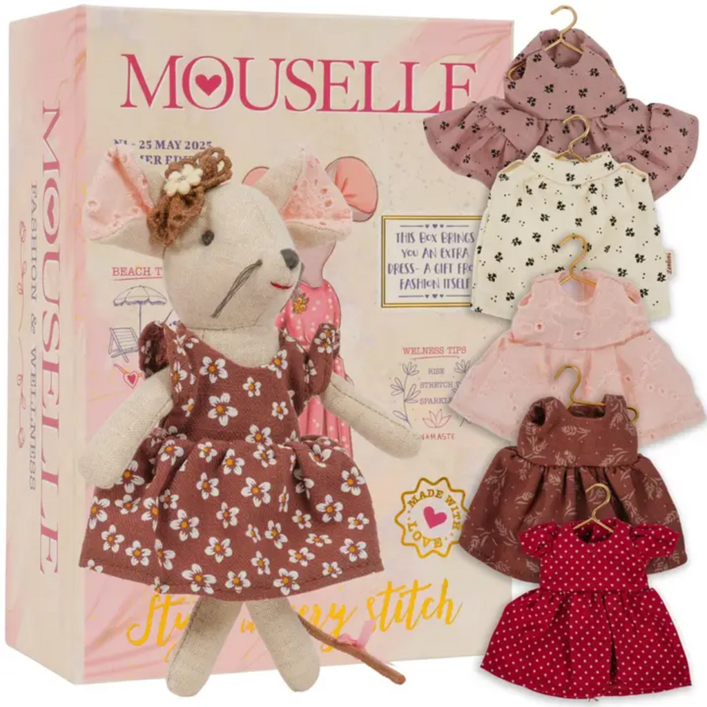 MOUSE MOUSELLE W/ OUTFITS & HANGERS