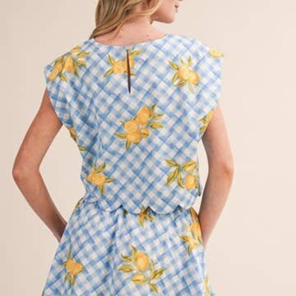 GINGHAM LEMON SCALLOPED SKORT SET