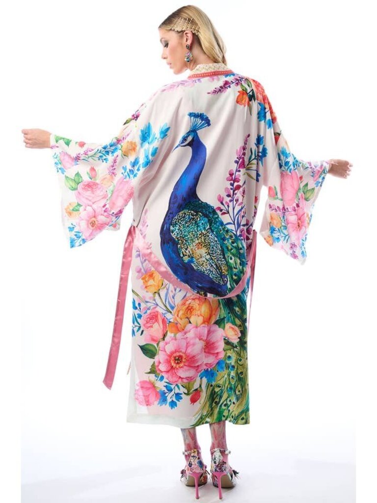 BLOSSOM FANTASY KIMONO - WHITE PEACOCK
